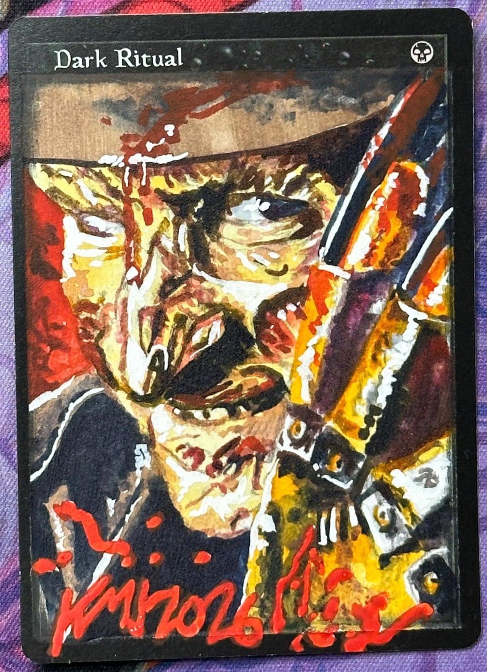 Dark Ritual - painted on gesso board Horror theme