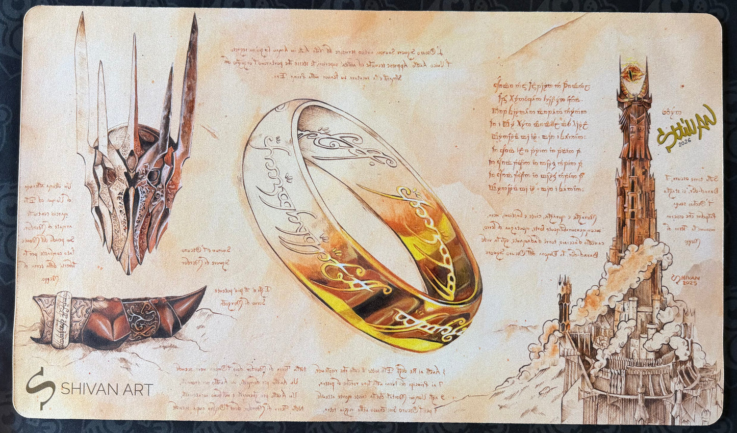 What if Da Vinci discovered the One Ring? - Shivan Art - Signed MTG Playmat