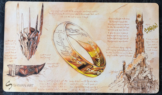 What if Da Vinci discovered the One Ring? - Shivan Art - Signed MTG Playmat