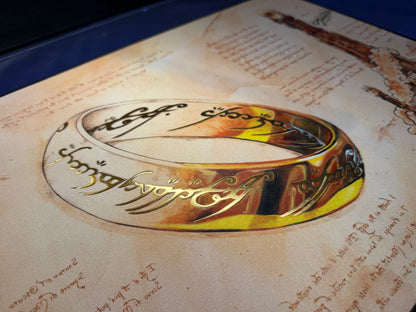 What if Da Vinci discovered the One Ring? - Shivan Art - Signed Playmat, Stitched Edges and Foil Elvish