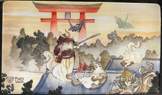 Samurai Cats - Playmat Stitched Edges Francesca Verona Art X Pug's Vault