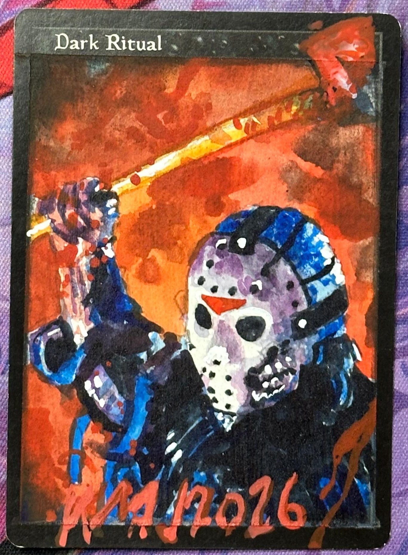 Dark Ritual - painted on gesso board Horror theme