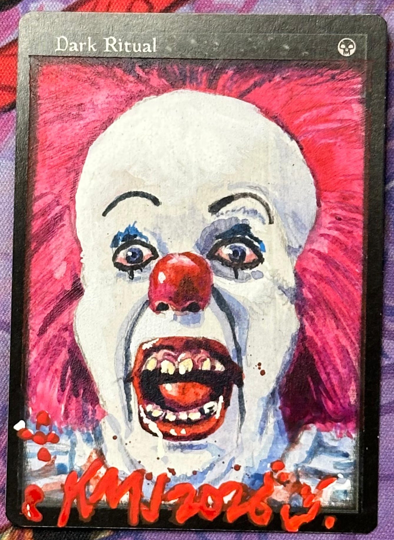 Dark Ritual - painted on gesso board Horror theme
